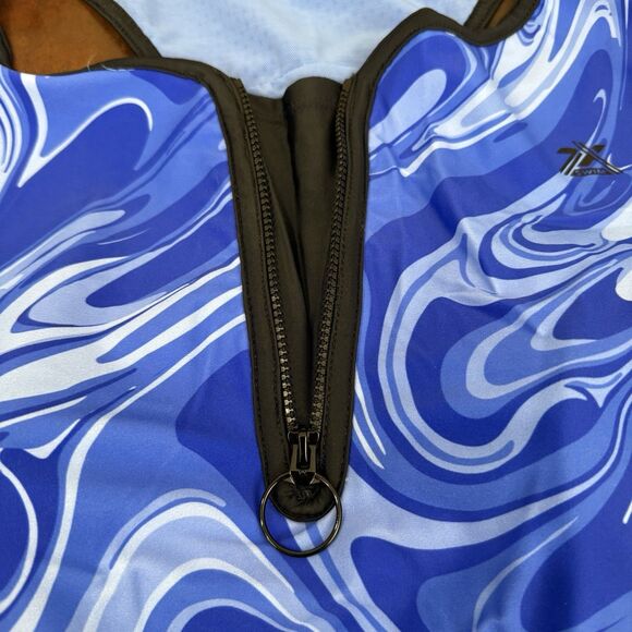 NWT Women's Athletic UPF 50+ Zip Front Tankini Swim Top Blue Marble Zero X Posur - Picture 4 of 14